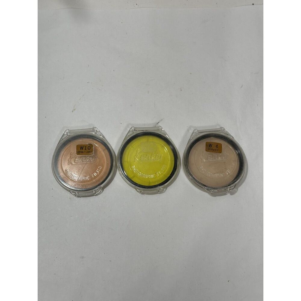 Kenko Photographic Lot Of 3 Filters W4‎ Cloudy - W10 Day Light & Yellow Vintag